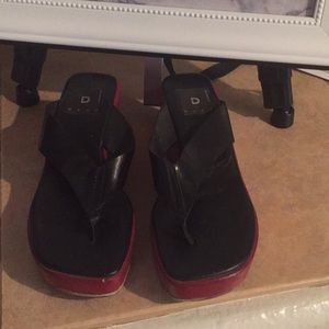 DKNY wooden clogs